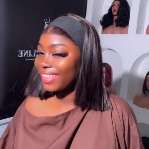 Human Hair Blend Bob Band Wig
