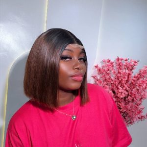 100% Human Hair Bone Straight 2x6 Bob Unit