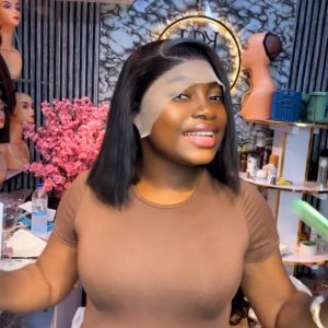Human hair blend bob frontal